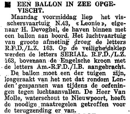 Balon op zee opgevist